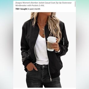 Zeagoo Black Bomber Jacket - Size Small